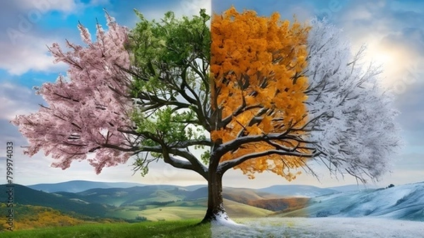 Fototapeta A picture of a tree with the same color as the leaves.