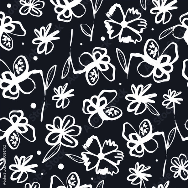 Obraz Vector seamless pattern with hand drawn flowers.