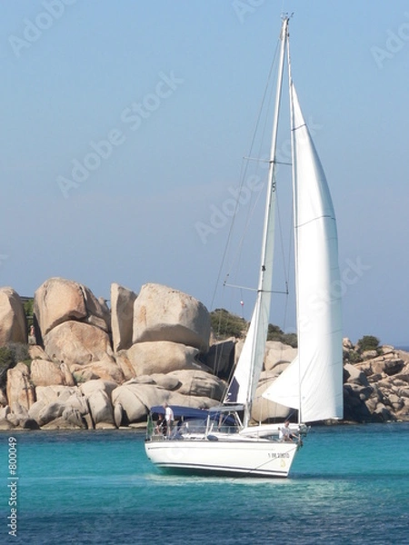 Fototapeta un voilier dans le sud de la corse