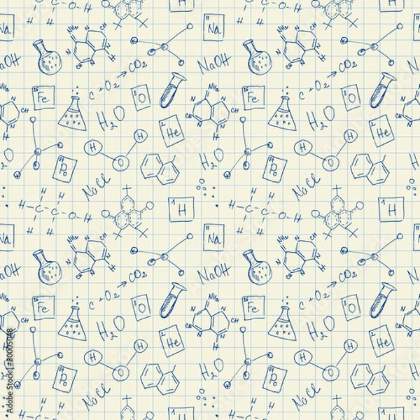 Fototapeta Chemistry doodles seamless pattern