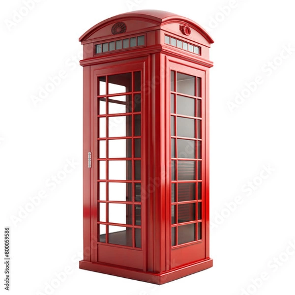 Fototapeta Iconic red telephone booth on a transparent background