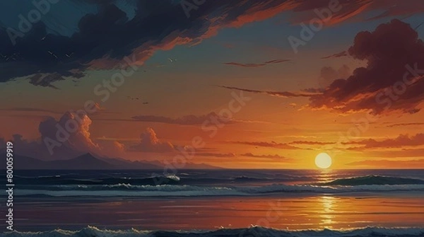 Obraz sunset over the ocean