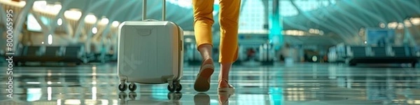 Fototapeta Traveler in Motion at the International Airport Terminal