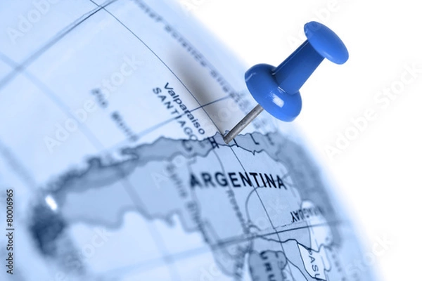 Obraz Lokalizacja Chile. Niebieski szpilka na mapie.
