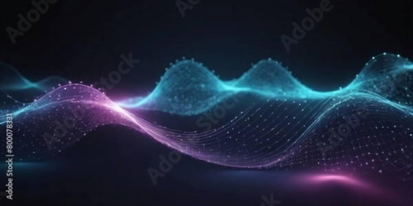 Fototapeta Glowing connected dots wave