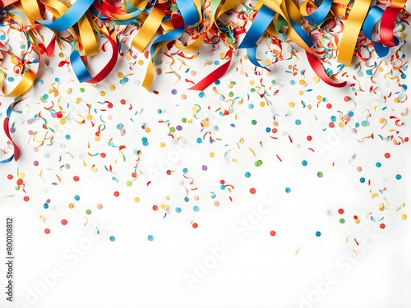 Obraz Abstract background composed of colorful ribbons and floral fragments, holiday celebrations, wedding invitations, leaving space for text