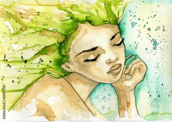 Obraz abstract watercolor illustration depicting a portrait of a woman