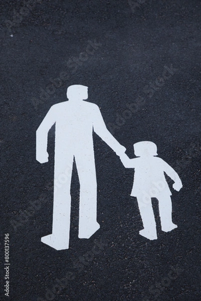 Fototapeta Swedish pedestrian crossing sign on asphalt