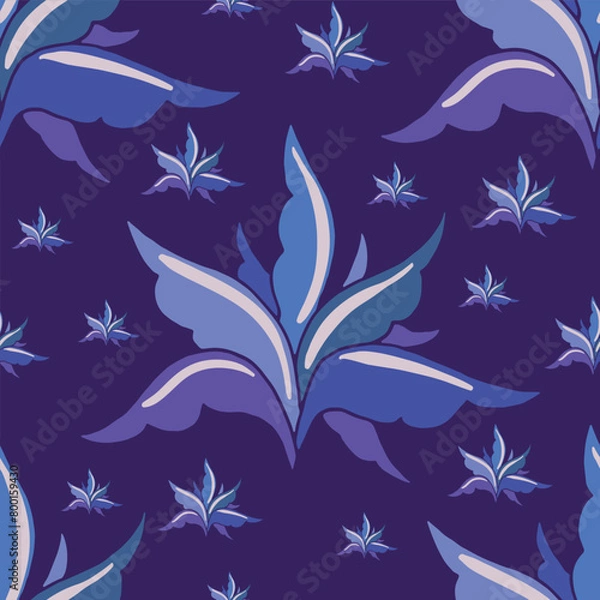 Obraz Vector dark blue seamless pattern background: Iris At Night.