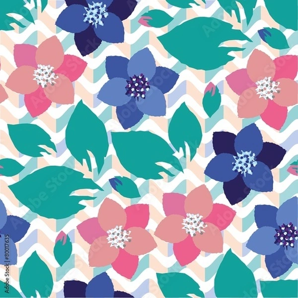 Fototapeta Seamless floral pattern