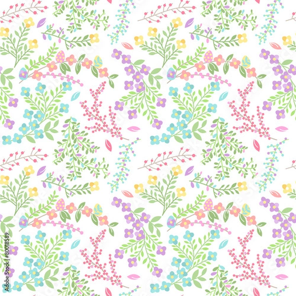 Obraz Vector Seamless Tileable Easter Background Pattern with Flowers