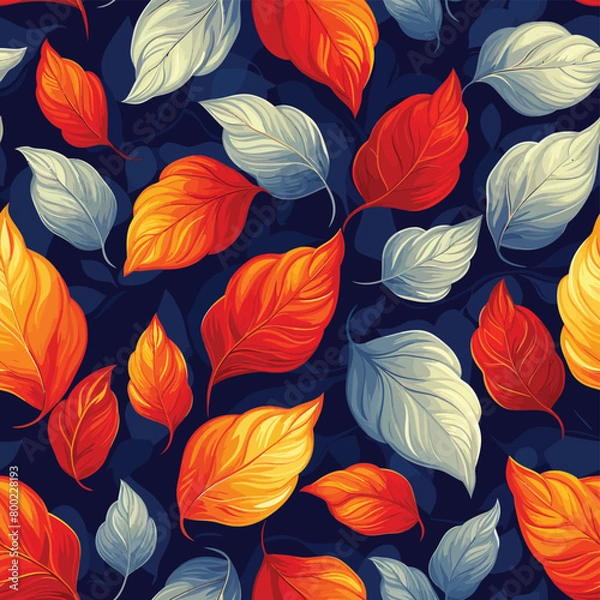 Fototapeta a seamless pattern colorful background of tropical flowers and leaves.	