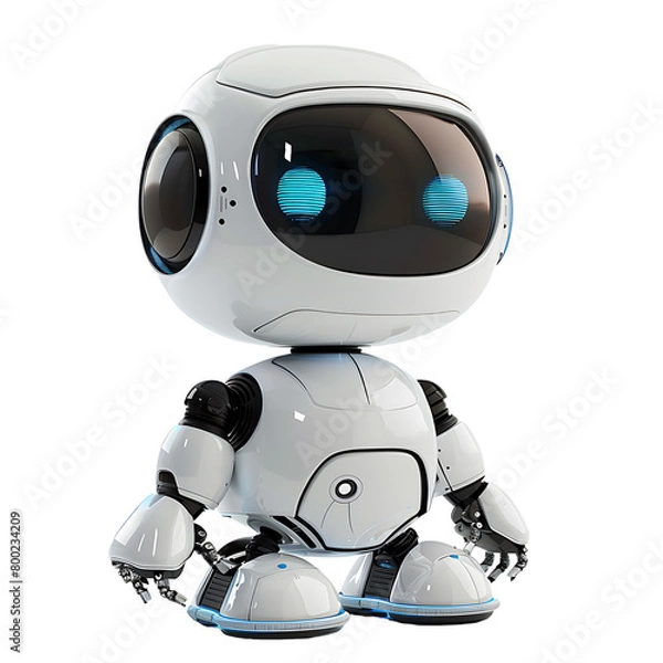 Fototapeta Cute ai robot chatbot on isolated transparent background