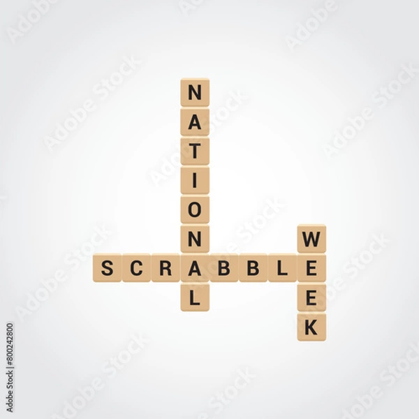 Obraz National Scrabble Week vector illustration. National Scrabble Week themes design concept with flat style vector illustration. Suitable for greeting card, poster and banner.