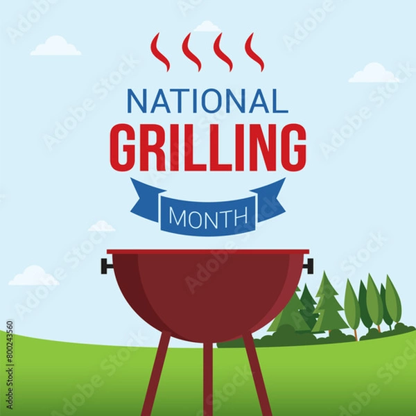 Obraz National grilling month vector illustration. National grilling month themes design concept with flat style vector illustration. Suitable for greeting card, poster and banner.
