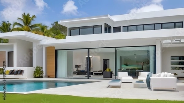 Obraz modern house with pool