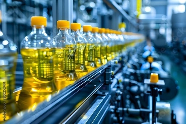 Fototapeta State-of-the-art factory equipped with cutting-edge machinery for enhanced production efficiency. Concept Factory equipment, Machinery efficiency, Production enhancement, State-of-the-art technology