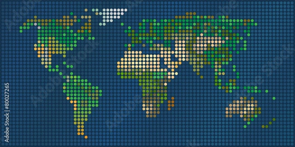 Fototapeta World Geographical Pixel Map