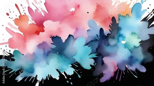 Obraz  Watercolor paint splash, blotch background with bleed wash and bloom. Blobs of paint, nostalgic watercolor paper texture. Beautiful trendy  impressionist background. 