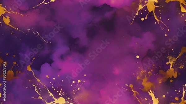 Obraz  Watercolor paint splash, blotch background with bleed wash and bloom. Blobs of paint, nostalgic watercolor paper texture. Beautiful trendy  impressionist background. 