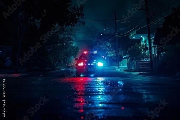 Obraz Police lights flashing in the darkness
