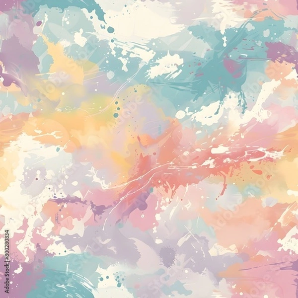Fototapeta Brush abstract watercolor background with seamless pattern.