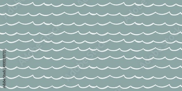 Fototapeta Seamless wave ocean stripes pattern on an isolated background, kid doodle for interior wall, texture, wrapping paper and card