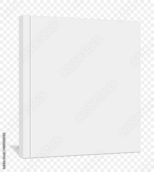 Fototapeta Mockup of a closed, vertically standing thin paperback book, notepad, organizer, made in perspective on a transparent background. 3d Vector illustration. The width of the book can be easily changed.