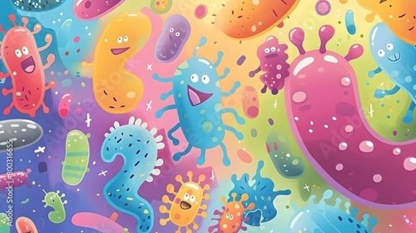 Obraz Cheerful and Vibrant Probiotic Bacteria for Children s Educational Materials