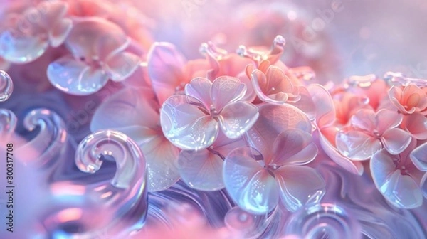 Fototapeta Frosty Bloom: Swirly wildflower mophead hydrangea boasts a frosty bloom in the cold.