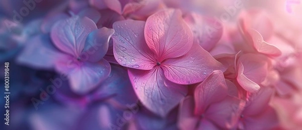 Fototapeta Hydrangea Harmony: Macro unveils the harmonious dance of mophead hydrangea petals in extreme close-ups.
