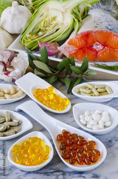 Obraz Variety of nutritional supplements.