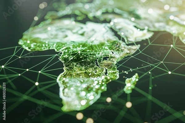 Fototapeta Mapping Connectivity: Africa's Digital Network Hub,Virtual Connections: Africa's Digital Network Topography