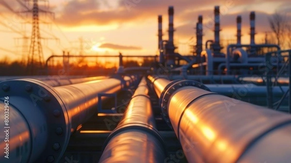 Obraz There's a gas power plant with gas pipelines.