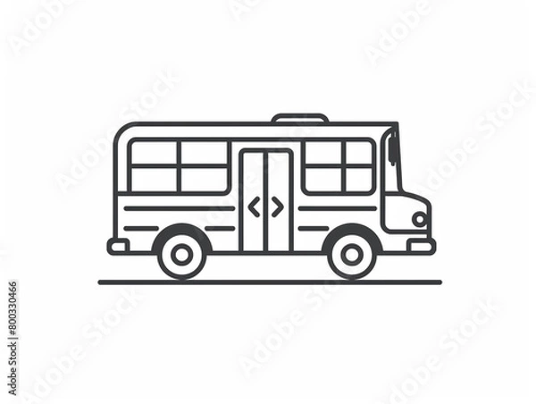 Fototapeta Outline the icon of a school bus on a white background. Simple and minimal design.