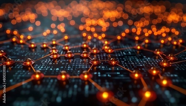 Fototapeta Futuristic visualization of a decentralized network