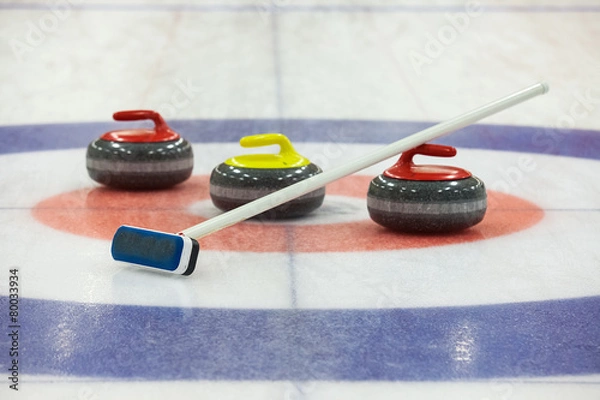Obraz Curling Rocks na lodzie