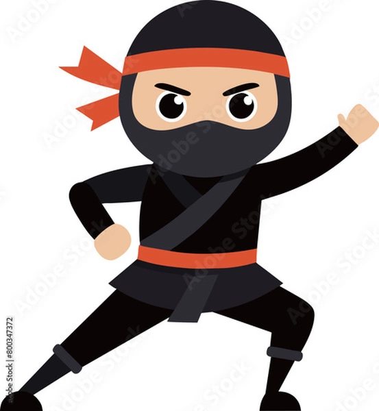Fototapeta a cartoon image of a ninja with a red and black mask