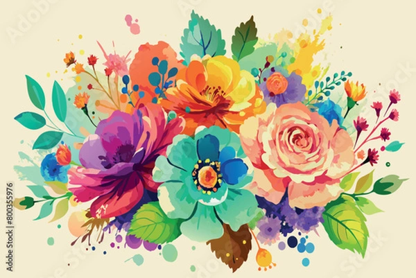 Fototapeta A colorful bouquet of flowers with a splash of color
