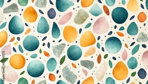 Fototapeta Abstract italian terrazzo style watercolor seamless pattern texture marble. 