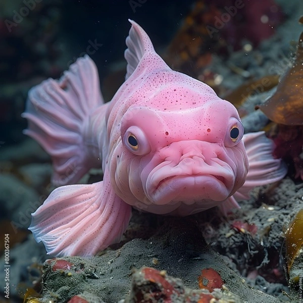 Fototapeta Bizarre and Captivating Blobfish Dwelling in the Depths of the Ocean