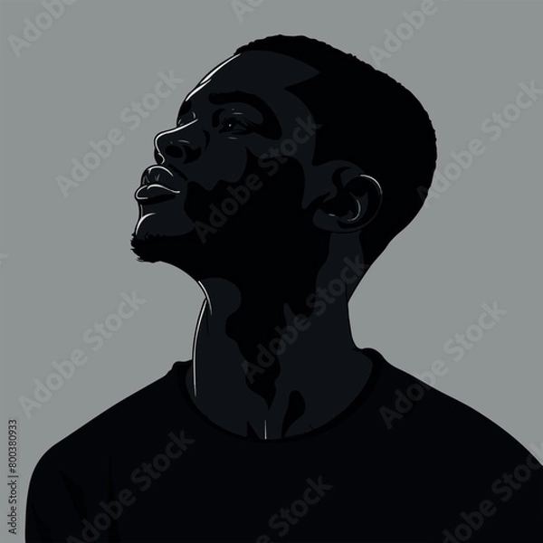 Obraz Black African man silhouette vector illustration on isolated background