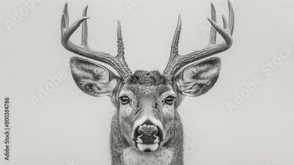 Fototapeta Detailed Antlers and Fur of a Buck, generative ai