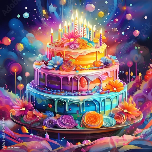 Fototapeta 화려한 생일 케이크 