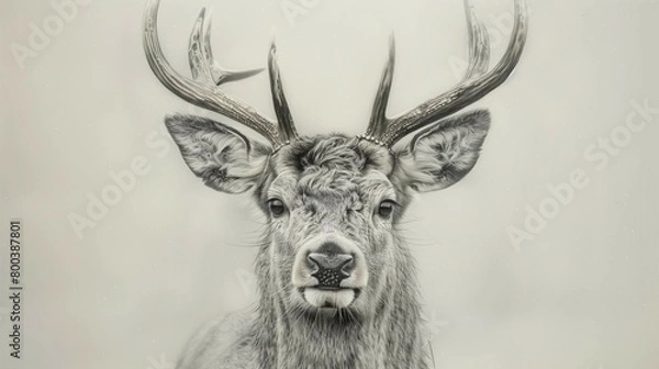 Fototapeta Hyper-realistic Buck Drawing, generative ai