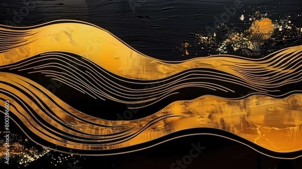 Fototapeta Background. Craft a luxurious prompt featuring an abstract template of gold and black stripes complemented by golden accents