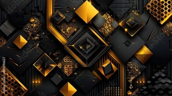 Fototapeta Background. Craft a luxurious prompt featuring an abstract template of gold and black stripes complemented by golden accents