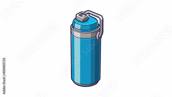 Fototapeta A compact reusable water bottle made from stainless steel featuring a sleek modern design. It has a secure fliptop lid and can keep liquids hot or. Cartoon Vector.