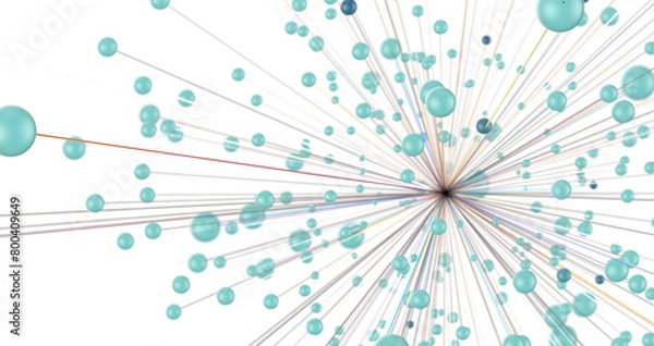 Fototapeta Abstract plexus blue geometry background. Digital technology network connection concept. 3D rendered illustration