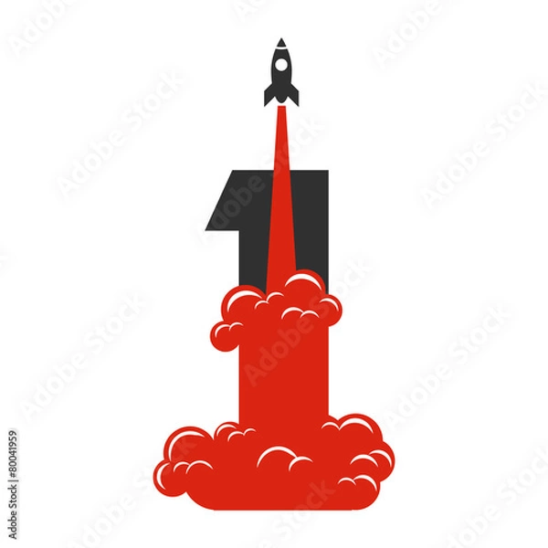 Fototapeta Rocket launch icon